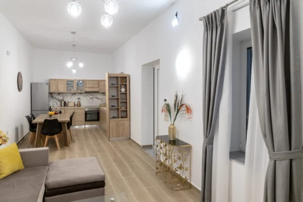 Spacious living room of Villa Neonis with traditional and modern decor